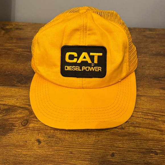 Tonkin CAT Diesel Power Trucker Hat Vintage Yellow Patch Mesh Snapback USA‎